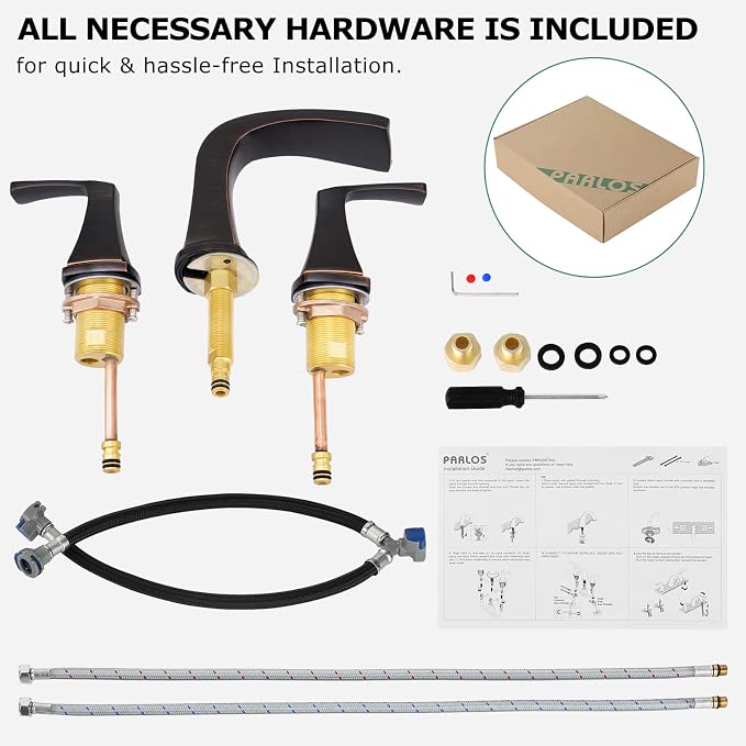 Waterfall 2 Handle Widespread Roman Tub Faucet Oil Rubbed Bronze | 3 Hole Deck Mount Bathtub Filler with Valve & Supply Lines