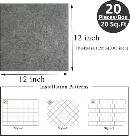 Peel and Stick Floor Tile 12 x 12 Inch Self Adhesive Marble Vinyl Flooring | waterproof and removable sticker tiles, 20-pack covers 20 Sq. Ft, DIY tiles for bedroom, bathroom, kitchen and dining room