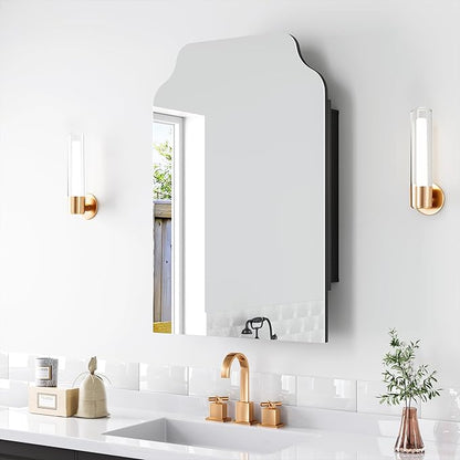 Casaphoria 36" H x 24" W Bathroom Medicine Cabinet with Mirror, Metal Frame Wall Medicine Cabinets Mirrors, Black J