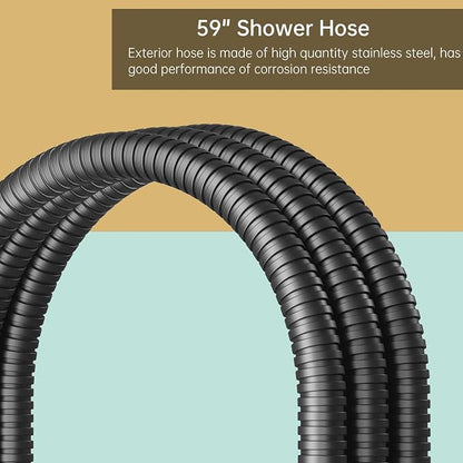BESy Brass 2 In 1 Function Filtered Dark Black Handheld Shower Head for Hard Water Shower Wand High Pressure Showerhead Black Hand Shower Sprayer with Hose Bracket
