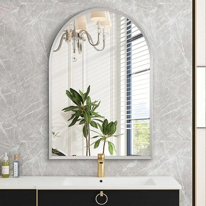 Arched Mirrors for Wall, 28"x20" Arch Bathroom Mirror, for Entryway Living Room Vanity Bedroom Mantel Hallways Home Decor Aluminum Alloy Frame