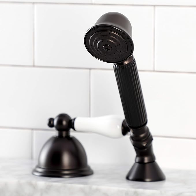 Kingston Brass KSK3355PLTR Deck Mount Hand Shower with Diverter for Roman Tub Faucet, Oil Rubbed Bronze