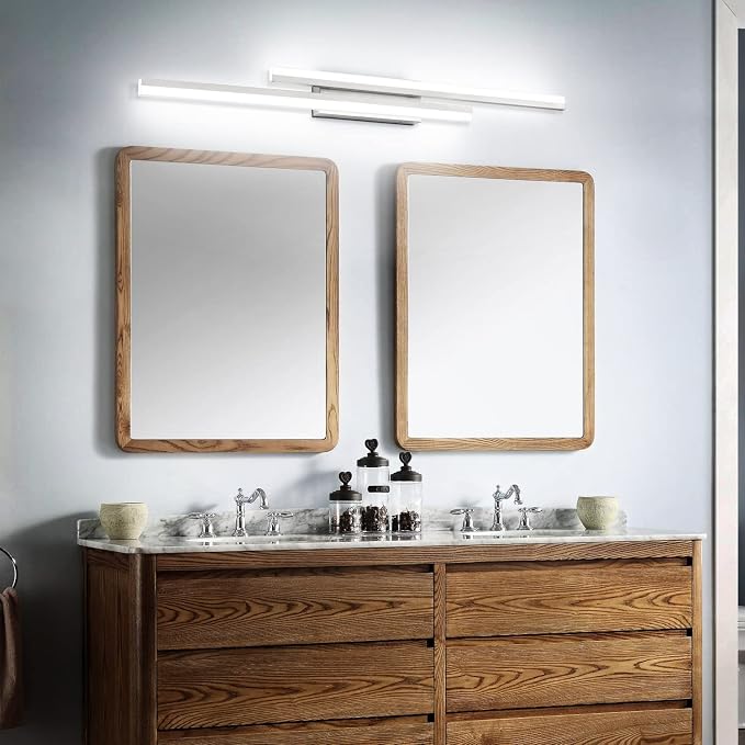 PRESDE 48" LED Bathroom Vanity Light, Modern Brushed Nickel Wall Bar Fixture Over Mirror 3CCT