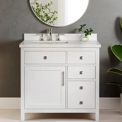Lavanti Oakford 36 Inch Bathroom Vanity with Sink – Stylish White Vanity Bathroom with Storage Cabinet – Modern Bathroom Vanities with Single Vanity Sink & Quartz Countertop