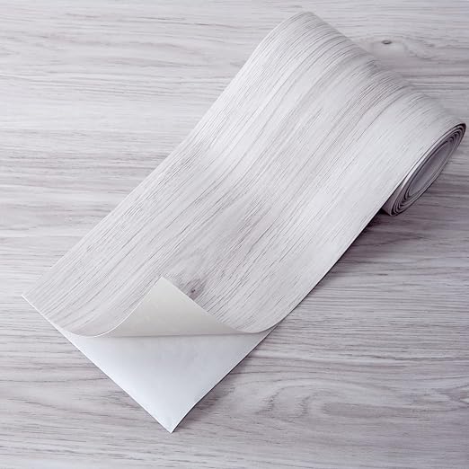Art3d Wood Textured Peel and Stick Vinyl Floor Tiles, 40-Pack, White/Grey