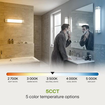 ASD 24 Inch LED Bathroom Vanity Light, 5CCT 2700K-5000K 25W, Dimmable Bathroom Light Fixtures, Modern Vanity Lights for Bathroom Lighting Fixtures Over Mirror, Wall Light Bar, Brushed Nickel, ETL