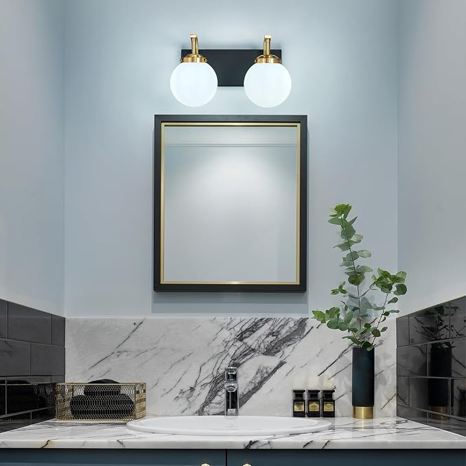 Bathroom Vanity Light Fixtures Over Mirror Modern Sand Black Gold 2 Lights Wall Sconce Vanity Light for Bathroom Lighting