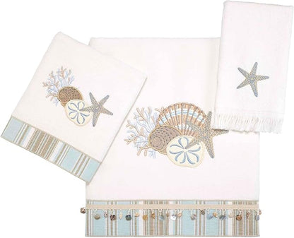 Avanti Linens - Hand Towel, Soft & Absorbent Cotton Towel, Coastal Inspired Bathroom Decor (By the Sea Collection, White)