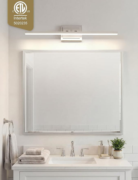 VOLISUN Modern Bathroom Vanity Light 39.4 inch, Rotatable, 24W Dimmable 5CCT Led Bathroom Light Fixture Over Mirror, Brushed Nickel Bar Vanity Light for Bathroom Mirror Cabinets-ETL Certificated