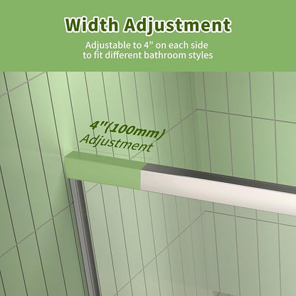 ACE DECOR Double Sliding Shower Door, 50"-54" W x 70" H, Chrome Finish | Bypass Semi-Frameless Shower Doors, 6mm Clear SGCC Tempered Glass, Easy-Clean Nano Coating&Leak-proof&Reversible Installation