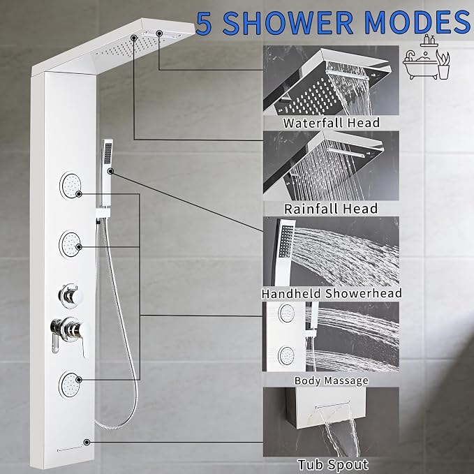 Shower Panel Tower System,Rain Shower Head Rainfall silver