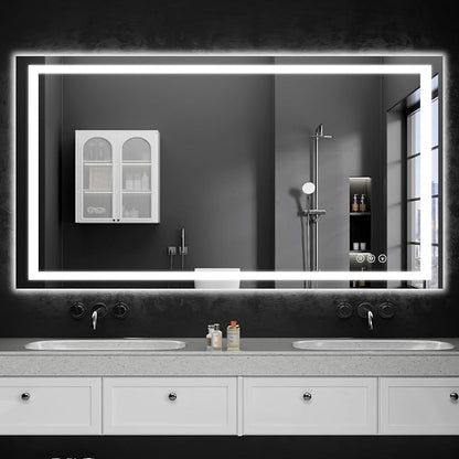 LED Bathroom Mirrors 36"x50" Bathroom Mirror with Lights for Wall, Backlit + Front Lit, 3 Colors, Anti-Fog, Dimmable Brightness for Vanity,Bathroom, Entryway, Living Room