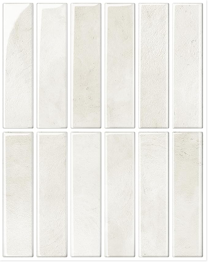 10-Sheet Peel and Stick Backsplash White Stick on Tile, Thick Self-Adhesive Wall Panels for Bathroom Vanity, Coffee Bar & Accent Walls (Light Beige)
