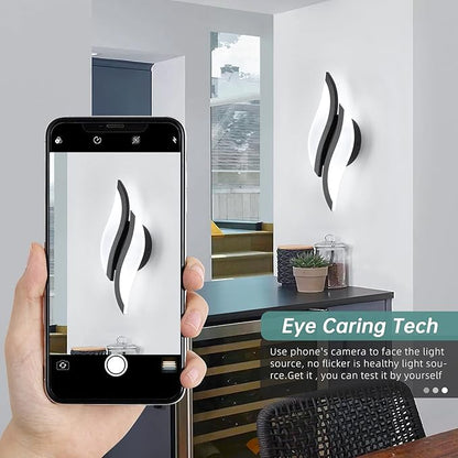 CANEOE Modern LED Wall Sconce 6000K Black Indoor Wall Light Fixtures Acrylic Wall Sconce Lighting for Living Room Bedroom Bedside Bathroom Hallway Stairway Wall Lamp (Black, 1 Pack, 6000K)