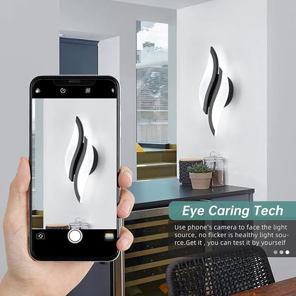 CANEOE 2 Packs Modern LED Wall Sconce 6000K Black Indoor Wall Light Fixtures Acrylic Wall Sconce Lighting for Living Room Bedroom Bedside Bathroom Hallway Stairway Wall Lamp (Black, 2 Packs, 6000K)
