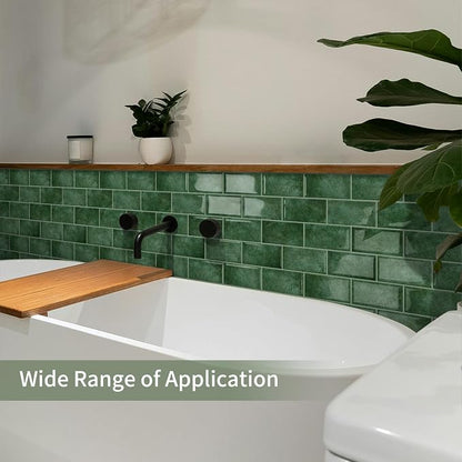10-Sheet Thick Peel and Stick Kitchen Backsplash Tiles | 3D Subway Waterproof Self-Adhesive Wall Tile Stick on Backsplash for Kitchen and Bathroom(Light Green,12.6"×10.6")