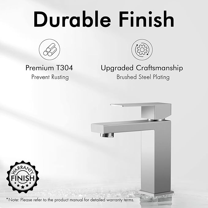 KES Bathroom Faucet Single Handle Modern Bathroom Sink Faucet Single Hole cUPC Certified Stainless Steel Brushed Finish, L3156ALFF12-BS [Fits All States, California Included]