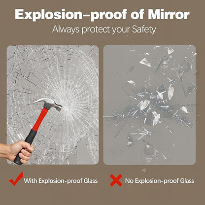 40" Half Moon LED Bathroom Mirror, Backlit Wall Mirror with Lights | Frameless Vanity Mirror with 3 Color Dimmable, Anti Fog, HD Shatter-Proof, IP65 Waterproof, Memory, CRI95+, Right/Left Cut