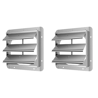 Simple Deluxe 12-Inch Square Aluminum Automatic Gravity Shutter Louver Vent, Silver,2-Pack