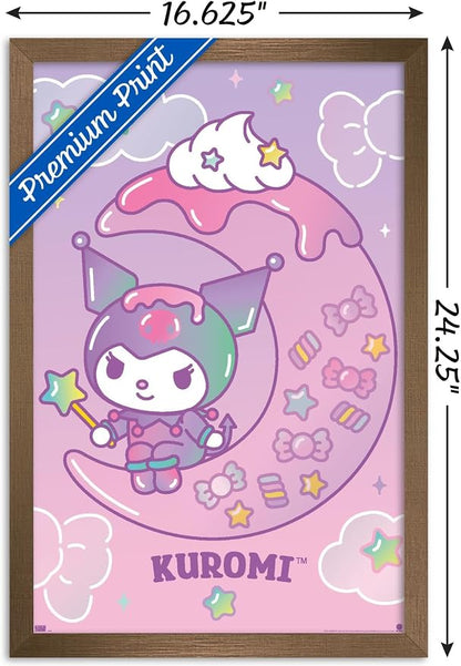 Hello Kitty and Friends: 24 Dreamland - Kuromi Wall Poster, 22.4L" x 14.7W", Bronze Framed Version