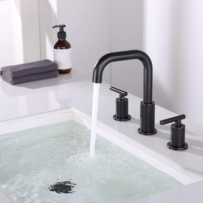 ChiLDano Oil Rubbed Bronze Bathroom Faucet 3 Hole, 3 Hole Faucet with Drain | 2 Handle Rubbed Bronze Widespread Bathroom Sink Faucet, Bronze Sink Faucet Bathroom Widespread CH3166ORB