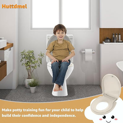 Potty Training Seat Built-in Toilet Seat, Round Toilet Seat 16.5inch with Baby Seat 2 in 1 Soft Close Quiet No Slapping, Magnetic Absorption, Easy Installation for Bottom Fixing Toilet，Almond