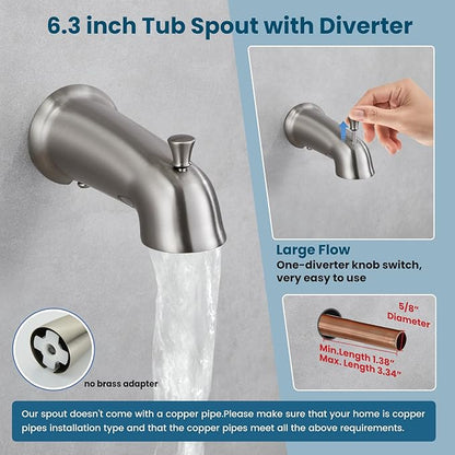 gotonovo Bathroom Shower Head Kit High Pressure Combo System Shower Faucet 6 Modes ABS Handheld Spray Shower Trim Kit Valve Included Shower Head and Handle Set Brushed Nickel