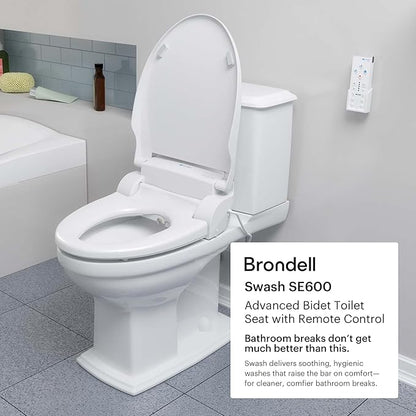 Brondell Swash SE600 Bidet Toilet Seat, Fits Round Toilets, White – Oscillating Stainless-Steel Nozzle, Warm Air Dryer, Ambient Nightlight