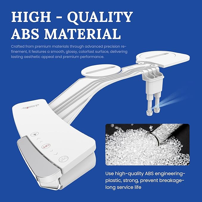 Ultra-Slim Dual-Nozzle Bidet Attachment - Adjustable Cold Water Pressure, Stainless Steel, Hygiene Upgrade,Non-Electric Bidet, (Silver)
