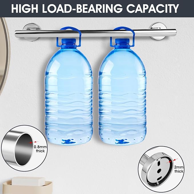10 Piece Brushed Chrome Bathroom Hardware Set, Towel bar Set for Bathroom | 24 inch Silver Towel bar, Bathroom Towel Rack, Towel Ring, Toilet Paper Holder, Towel Hook, Bathroom Accessories Set