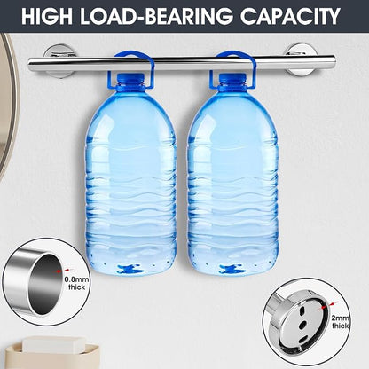 10 Piece Brushed Chrome Bathroom Hardware Set, Towel bar Set for Bathroom | 24 inch Silver Towel bar, Bathroom Towel Rack, Towel Ring, Toilet Paper Holder, Towel Hook, Bathroom Accessories Set