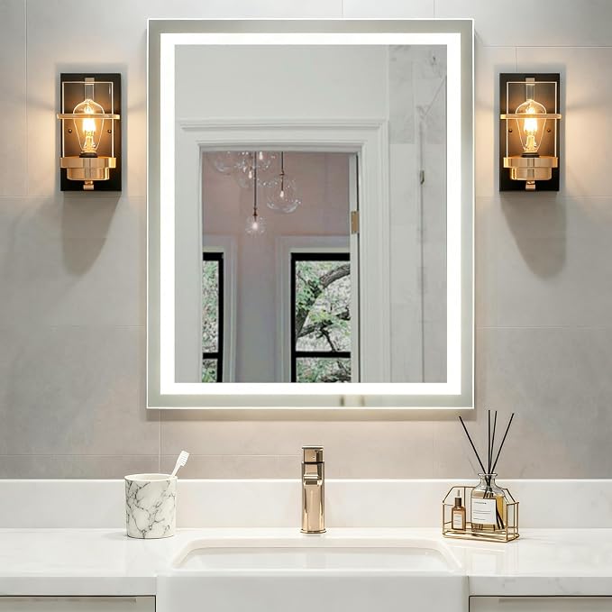 Rose Gold and Black Wall Sconce, Modern Vanity Light Fixture | Hardwired,E26 base,mid-century clear glass sconce for mirror.hallway.bathroom.fireplace
