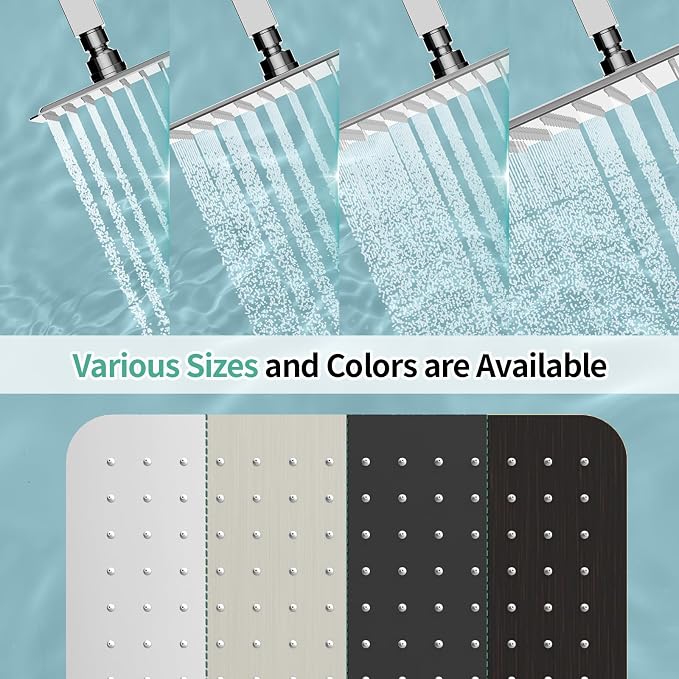 SR SUN RISE 16 Inch Rain Shower Head, High Pressure Rainfall Showerhead Large Waterfall Shower Head Ultra Thin Water Saving, Polished Chrome 304 Stainless Steel