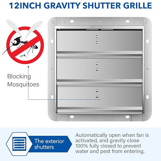 Simple Deluxe 12-Inch Square Aluminum Automatic Gravity Shutter Louver Vent, Silver,2-Pack