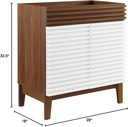 Modway Render 30" Bathroom Vanity in White Walnut - Sink Basin Not Included