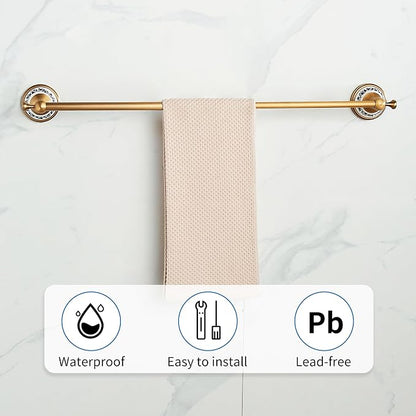 Antique Bronze Brass Towel Bar,Adjustable 15.5 to 27.5 Inch Bath Towel Bar Rack for Bathroom Towel Holder, Wall Mounted Bathroom Hardware Accessories,Porcelain Design