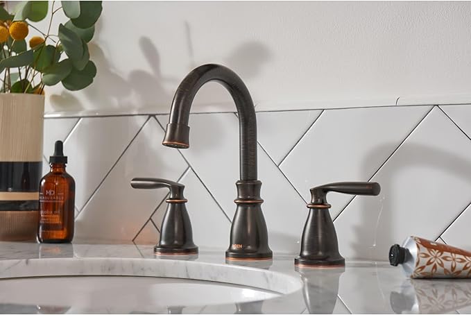 Moen Hilliard 1.2 GPM Widespread Bathroom Faucet with Pop-Up Drain Assembly and Duralock Technology