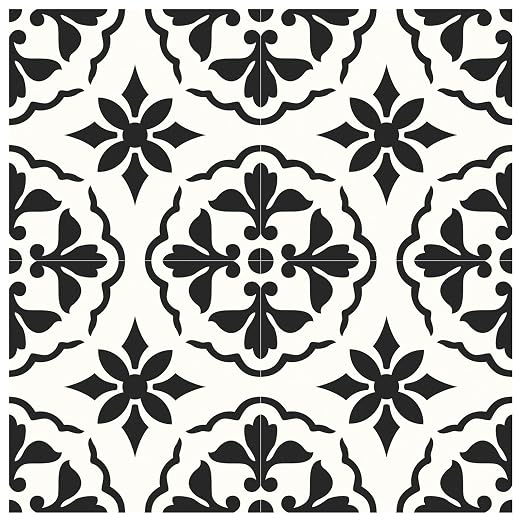 MORCART 40PCS 7.87" x 7.87" Peel and Stick Floor Tile, Black Retro Design | Self-Adhesive DIY Vinyl Flooring, Removable and Waterproof Tile Sticker for Bathroom, Kitchen, Wall, Bedroom, Stairs