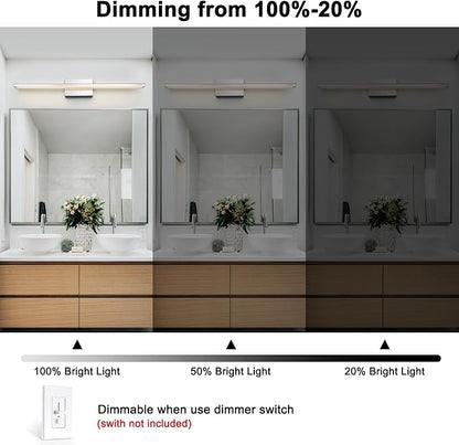 LED Modern Bathroom Vanity Light Fixtures 24W Dimmable 5CCT LED Vanity Light Bar Over Mirror Matte Black Wall Light for Bathroom 31.5 inch Long