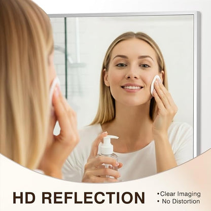 FICTOR Bathroom Vanity Mirror for Over Sink, 30" x 36", Silver | Anti-Rust Frame, Shatterproof Tempered Glass, Vertical/Horizontal Wall Mounted Mirror for Bedroom, Entryway, Living Room