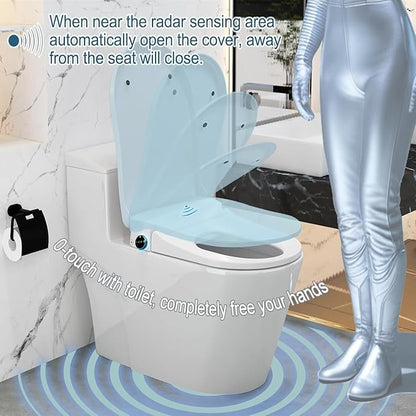 Electric Bidet Toilet Seat, Auto Open/Close Lid & Seat with Radar Sensor, Unlimited & Filtered Warm Water, 8 Modes Spa Wash, Warm Air Dryer, Heated Seat, 10-year warranty. (TB-51E)