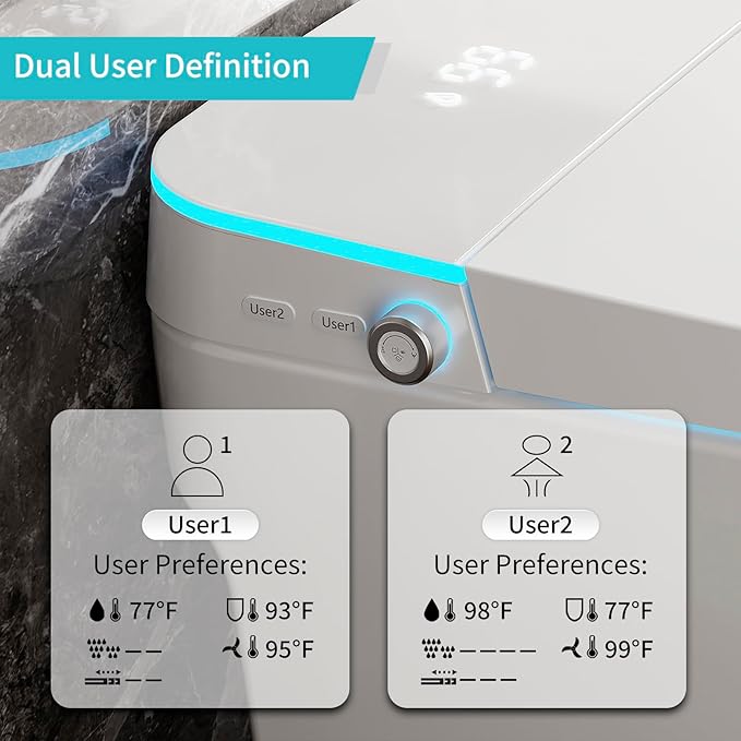 VIPOOO Smart Toilet with Bidet Built In- Automatic Tankless Modern Intelligent Toilet With User Definition, Foot Sensor Flush, Heated Seat, Warm Water Dryer VIP-01