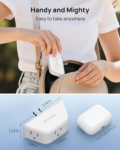 TROND Outlet Extender 3 Pack, ETL Listed Multi Plug Wall Outlet, White | 3-Prong Grounded Wall Splitter, 3 Way Angled Plug Adapter, Cruise Ship Essentials, Multiple Expander for Bathroom Kitchen