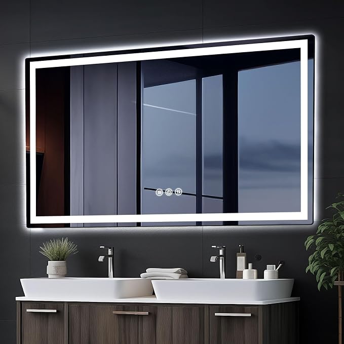 36" x 72" LED Bathroom Mirror with Lights, Memory Vanity Mirror | Anti-Fog, 3 Color Modes, Dimmable, Front Lit, Memory Function, Tempered Glass, Lighted Bathroom Mirror for Wall