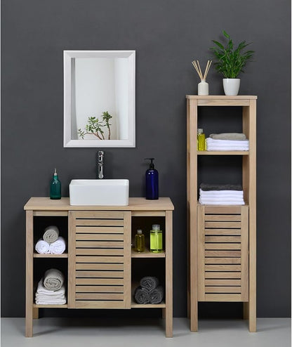 AAZZKANG Rectangular Wall Mirror Wood Framed Small Hanging Mirrors | Decorative Farmhouse Bedroom Bathroom Living Room Entryway Home Decor