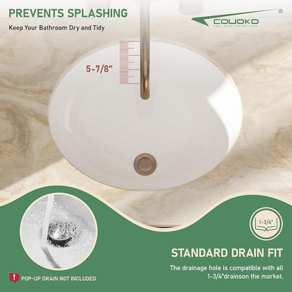 20x16 Inch White Oval Undermount Bathroom Sink | Interior Bowl Size 17"W x 14", DCeramic, Curved Bottom, Easy to Clean, with Overflow, Ideal for Bathroom, Lavatory, Vanity