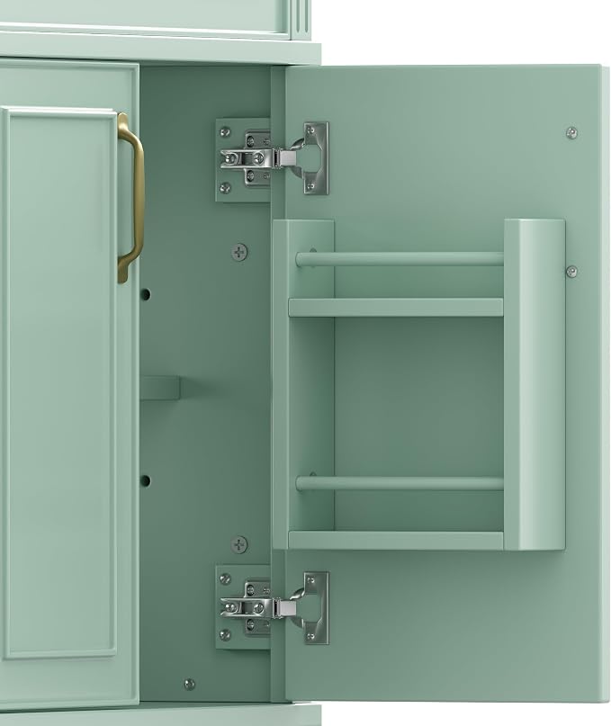36" Bathroom Vanity with Sink, Freestanding Bathroom Cabinet | Ceramic Top & Backsplash, 3 Storage Drawers, 1 Tilt-Out Storage, Adjustable Shelving, Door Storage and Towel Bar, Sage Green