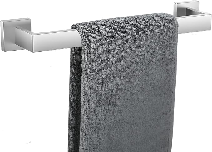 Towel Bar for Bathroom 16 Inch Brushed Nickel Towel Holder 12/16/20/24/28/32/36 Inch Stainless Steel SUS304 Rustproof Towel Rack Modern Square Towel Rod for Bathroom Wall (1, Brushed Nickel, 16 Inch)