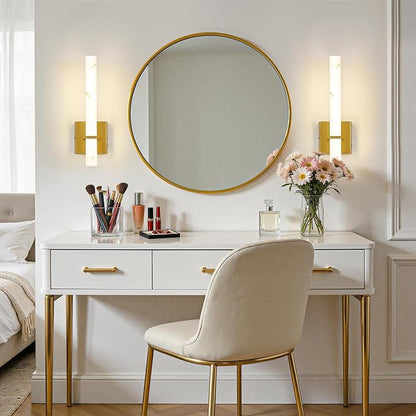 15 inch Gold Wall Sconces Hardwired LED Wall Sconces Set of Two Modern Bathroom Sconce 5CCT Dimmable Bathroom Vanity Light for Mirror Living Room Hallway