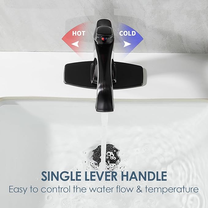 Oil Rubbed Bronze Bathroom Faucet, Sanliv Single Handle Centerset Bathroom Sink Faucet with Pop-Up Drain & Deck Plate for 1 or 3-Hole (4 inch) Installation, Bronze Vanity Faucet, ORB